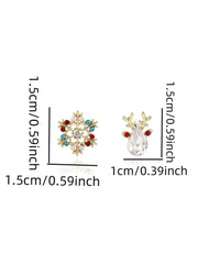 Weihnachts Fantasie Bunte Schneeflocke Elch Diamant Ohrringe