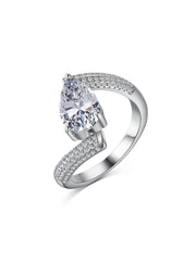 925 Sterling Silber Crushed Ice Birnenförmiger weißer Edelstein-Ehering