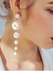 Einfache lange Perlenquastenohrringe