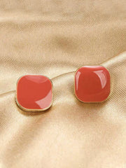 Einfache burgunderrote quadratische Ohrringe