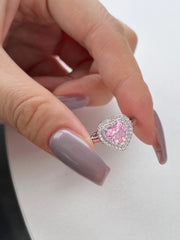 Herzformiger Pink Zirkon Sterling Silber Ring