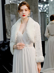 Hochzeitsjacke Mit Langen Ärmeln Aus Falschem Pelz