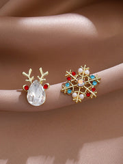 Weihnachts Fantasie Bunte Schneeflocke Elch Diamant Ohrringe