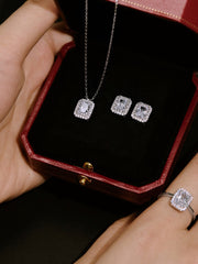 Glänzender Rechteck-Zirkon-Verlobungsring aus 925 Sterling Silber