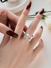 Wassertropfen-Perle Crowning Love Hochzeitsschmuckring in S925