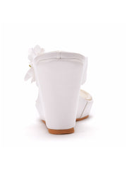 Blumendekor Zehentrenner Keilabsatz Sandalen