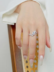 925 Sterling Silber Crushed Ice Birnenförmiger weißer Edelstein-Ehering