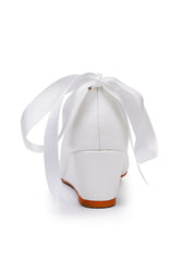 Runde Zehenpartie Plateau-Absatz Perlen Mary Janes