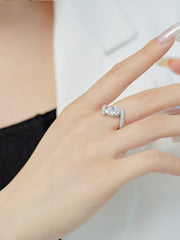 925 Sterling Silber Crushed Ice Birnenförmiger weißer Edelstein-Ehering