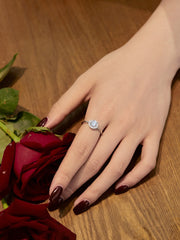 Einfacher runder funkelnder Verlobungsring aus 925 Sterling Silber