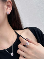 Herzformiger Pink Zirkon Sterling Silber Ring