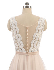 V-Ausschnitt Spitze Mieder Lang Kleid mit Tüll Rock Weiß