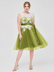 Illusion Ausschnitt Organza mit Elfenbein Spitze Applique Klee