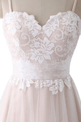 Herz-Ausschnitt Spaghettiträger Tüll Kleid Champagner