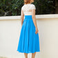 V-Ausschnitt Chiffon Kleid mit Elfenbein Appliqued Mieder Meerblau