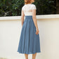 V-Ausschnitt Chiffon Kleid mit Elfenbein Appliqued Mieder Schieferblau
