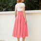V-Ausschnitt Chiffon Kleid mit Elfenbein Appliqued Mieder Wassermelone