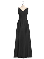 Doppel Träger Chiffon Brautjungfernkleider Schwarz Übergroße