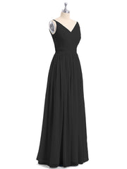 Doppel Träger Chiffon Brautjungfernkleider Schwarz Übergroße