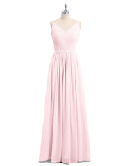 Doppel Träger Chiffon Brautjungfernkleider Zartrosa Übergroße