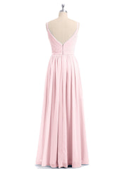 Doppel Träger Chiffon Brautjungfernkleider Zartrosa Übergroße