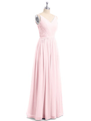 Doppel Träger Chiffon Brautjungfernkleider Zartrosa Übergroße