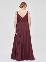 Doppel Träger Chiffon Brautjungfernkleider Cabernet Übergroße