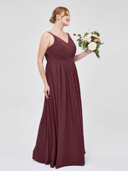 Doppel Träger Chiffon Brautjungfernkleider Cabernet Übergroße