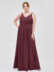 Doppel Träger Chiffon Brautjungfernkleider Cabernet Übergroße