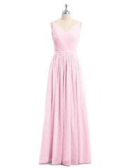 Doppel Träger Chiffon Brautjungfernkleider Bonbonrosa Übergroße