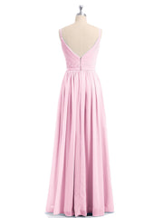 Doppel Träger Chiffon Brautjungfernkleider Bonbonrosa Übergroße