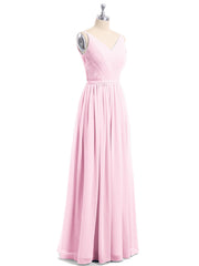 Doppel Träger Chiffon Brautjungfernkleider Bonbonrosa Übergroße