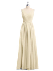 Doppel Träger Chiffon Brautjungfernkleider Champagner Übergroße