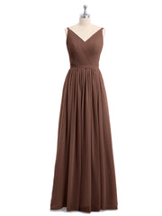 Doppel Träger Chiffon Brautjungfernkleider Schokolade Übergroße
