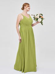 Doppel Träger Chiffon Brautjungfernkleider Klee Übergroße