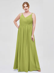 Doppel Träger Chiffon Brautjungfernkleider Klee Übergroße