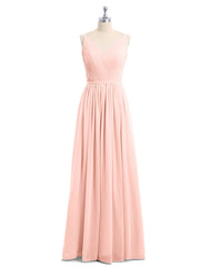 Doppel Träger Chiffon Brautjungfernkleider Koralle Übergroße