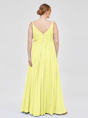 Doppel Träger Chiffon Brautjungfernkleider Narzisse Übergroße