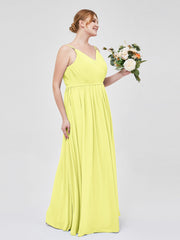 Doppel Träger Chiffon Brautjungfernkleider Narzisse Übergroße