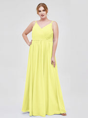 Doppel Träger Chiffon Brautjungfernkleider Narzisse Übergroße