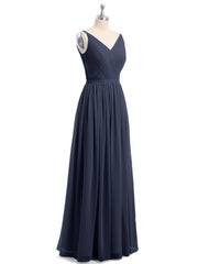 Doppel Träger Chiffon Brautjungfernkleider Dunkelmarine Übergroße