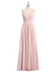 Doppel Träger Chiffon Brautjungfernkleider Staubige Rosa Übergroße