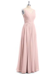 Doppel Träger Chiffon Brautjungfernkleider Staubige Rosa Übergroße