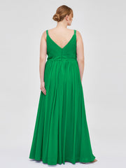 Doppel Träger Chiffon Brautjungfernkleider Smaragd Übergroße