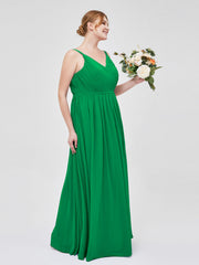 Doppel Träger Chiffon Brautjungfernkleider Smaragd Übergroße