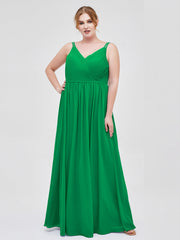 Doppel Träger Chiffon Brautjungfernkleider Smaragd Übergroße