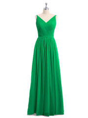 Doppel Träger Chiffon Brautjungfernkleider Smaragd Übergroße