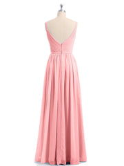 Doppel Träger Chiffon Brautjungfernkleider Flamingo Übergroße