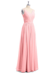 Doppel Träger Chiffon Brautjungfernkleider Flamingo Übergroße
