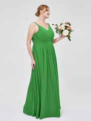 Doppel Träger Chiffon Brautjungfernkleider Grün Übergroße